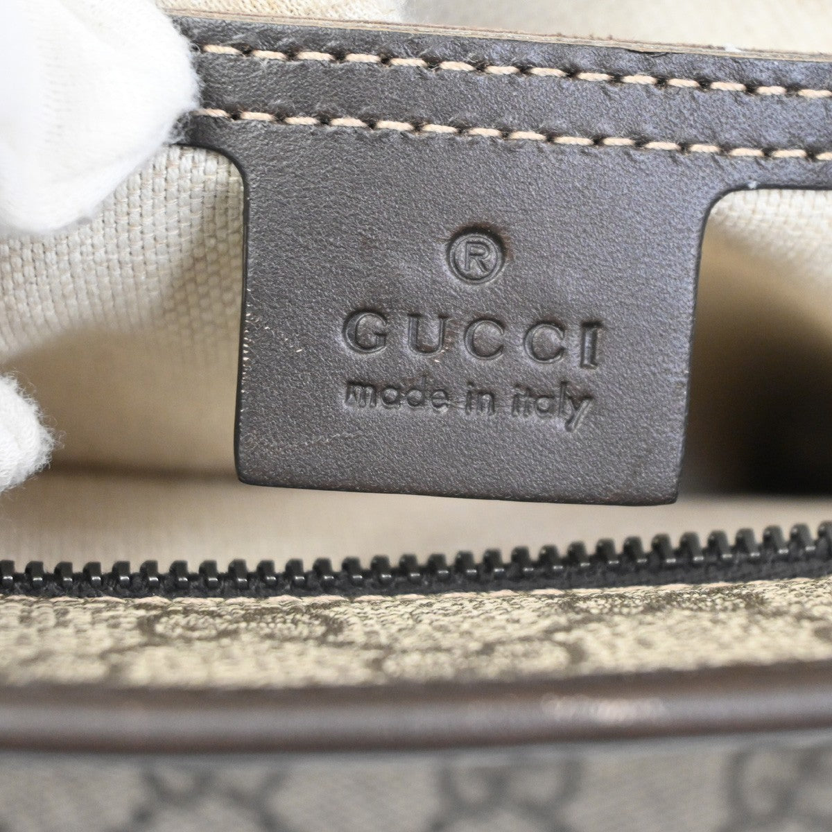 GUCCI Logo GG Pattern Hand Tote Bag Supreme Leather Brown Italy 80TA566