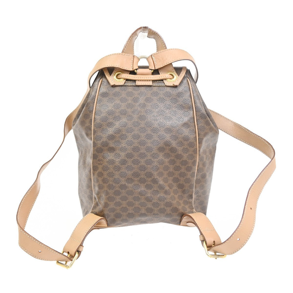 CELINE Logo Macadam Pattern Backpack Bag PVC Leather Brown GHW 87CA858