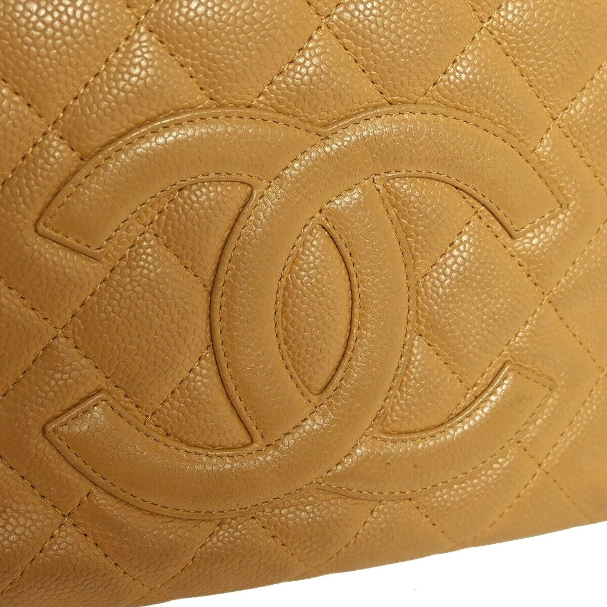 CHANEL CC Matelasse PST Chain Shoulder Bag Caviar Leather Beige GHW 695RH982