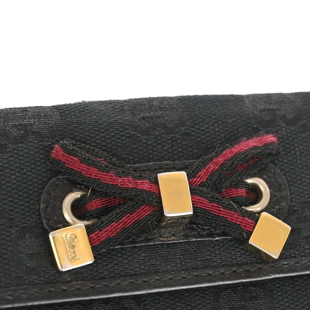 GUCCI Princy GG Pattern Long Bifold Wallet Purse Canvas Leather Black 02YD939