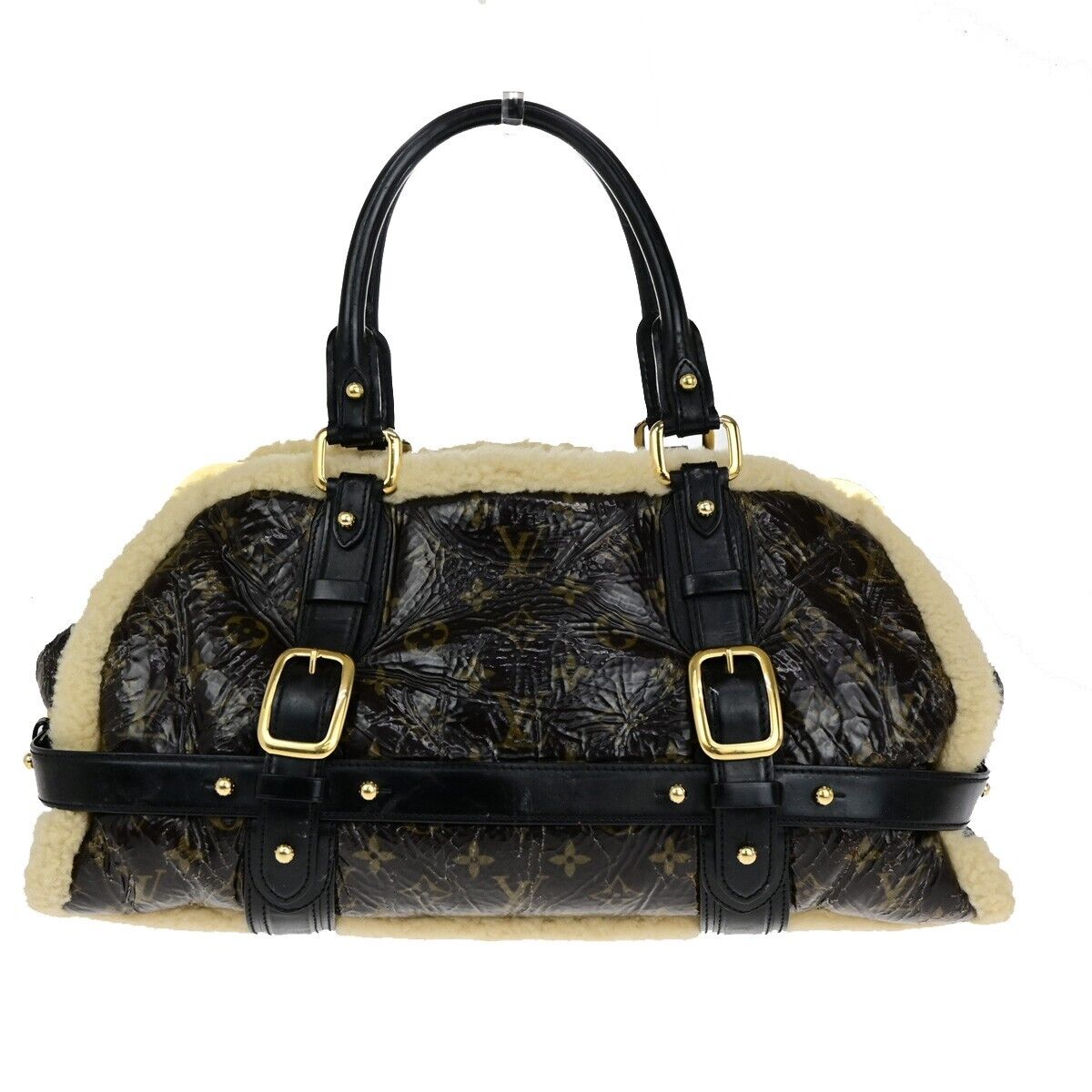 LOUIS VUITTON Storm Hand Bag Monogram Shearling Patent Leather M95574 BN 18YG782
