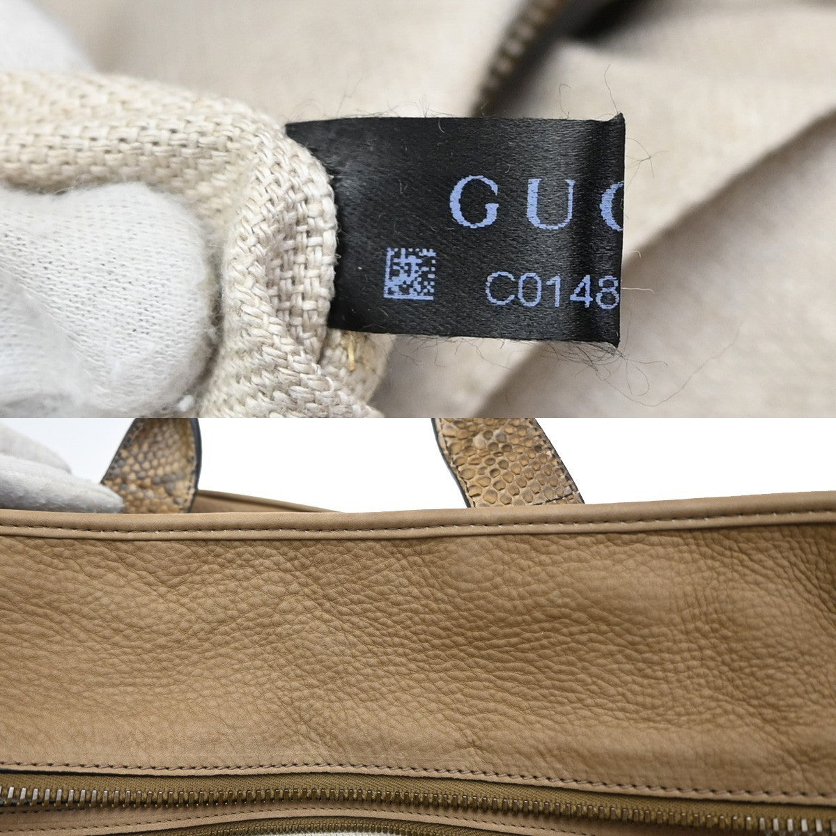 GUCCI Logo Hand Bag Suede Embossing Leather  Brown GHW Italy 86KP039