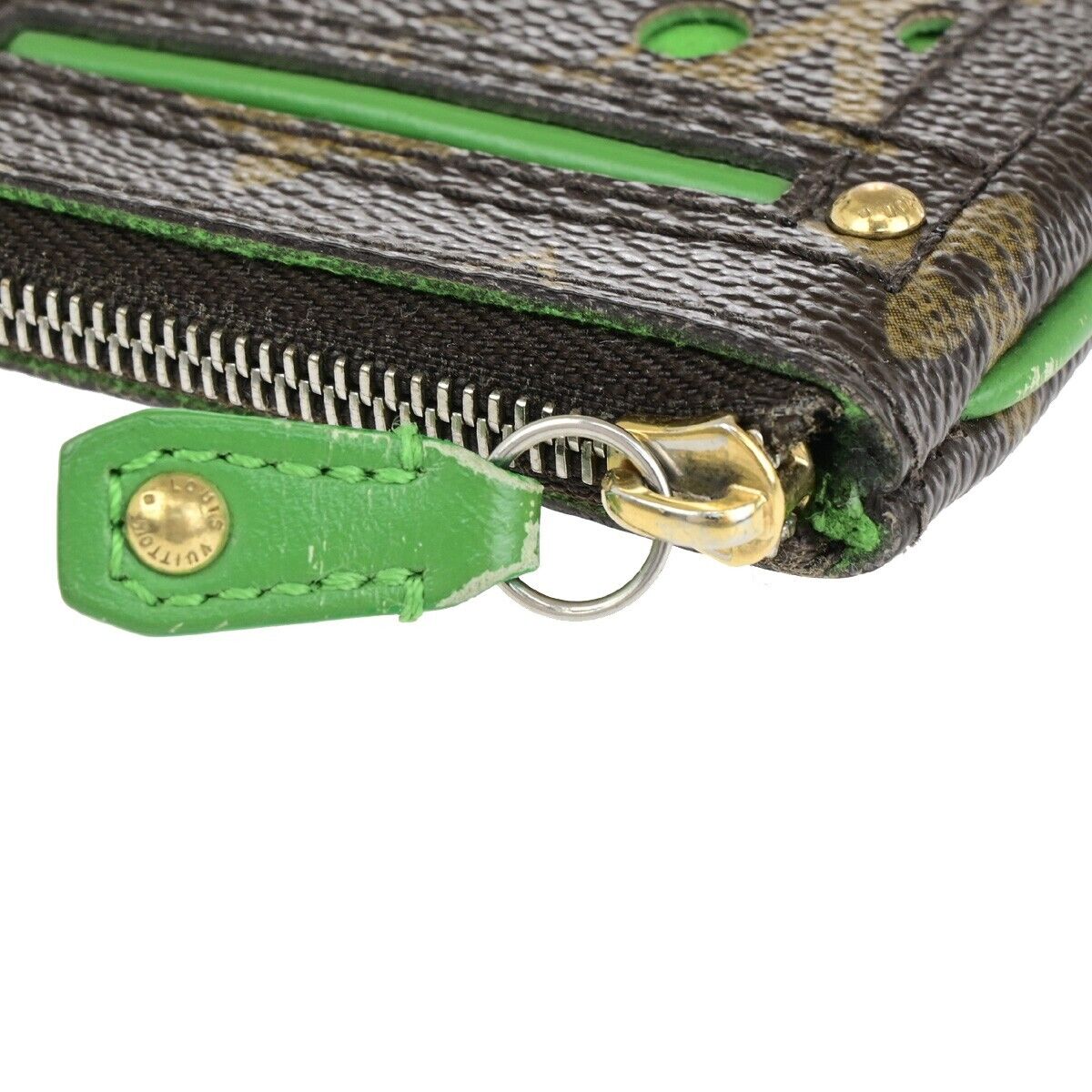 LOUIS VUITTON Pochette Cles Coin Wallet Monogram Perfo BN Green M95186 38FB244