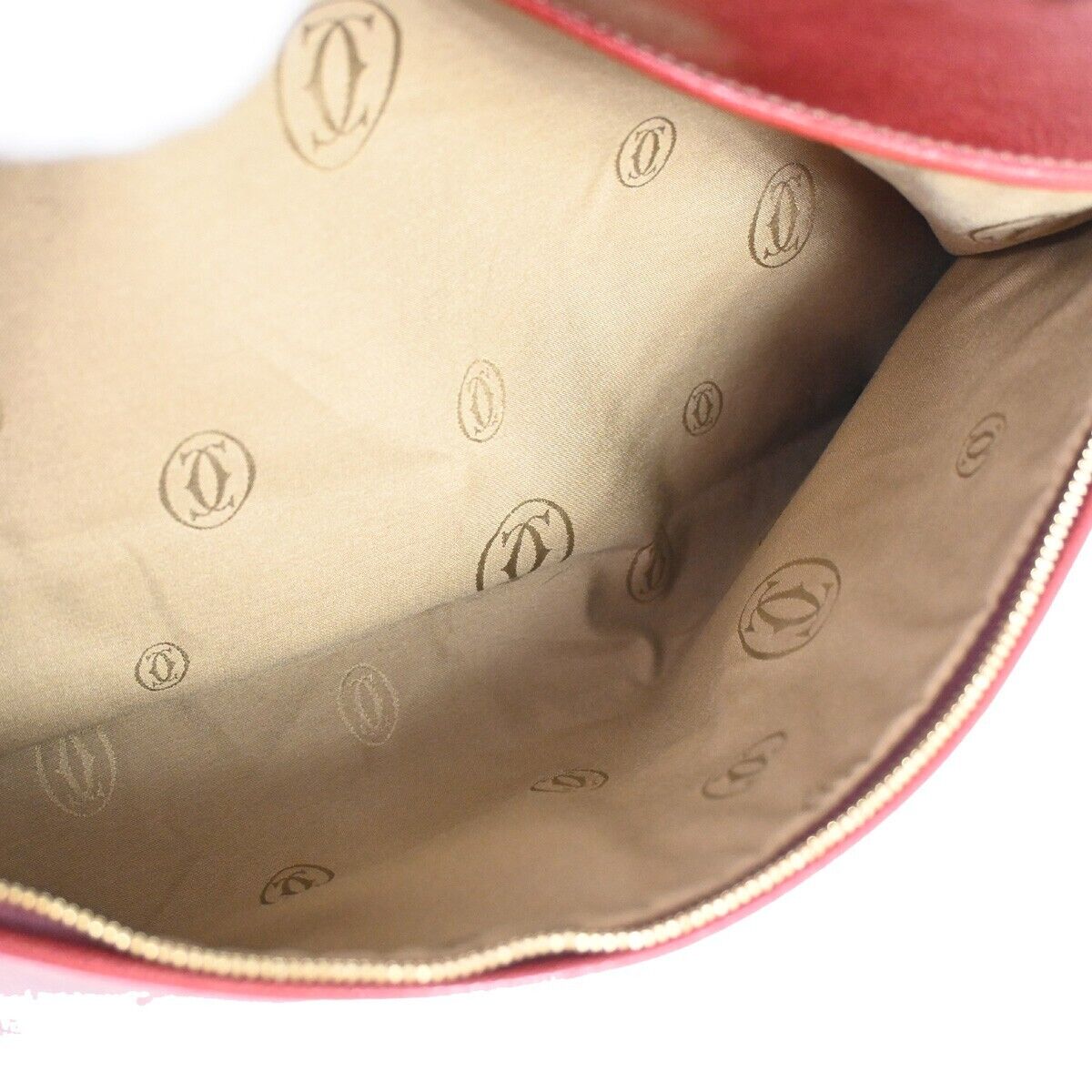 CARTIER Logo Marcello de Cartier Shoulder Hand Bag Leather Bordeaux 80YD885