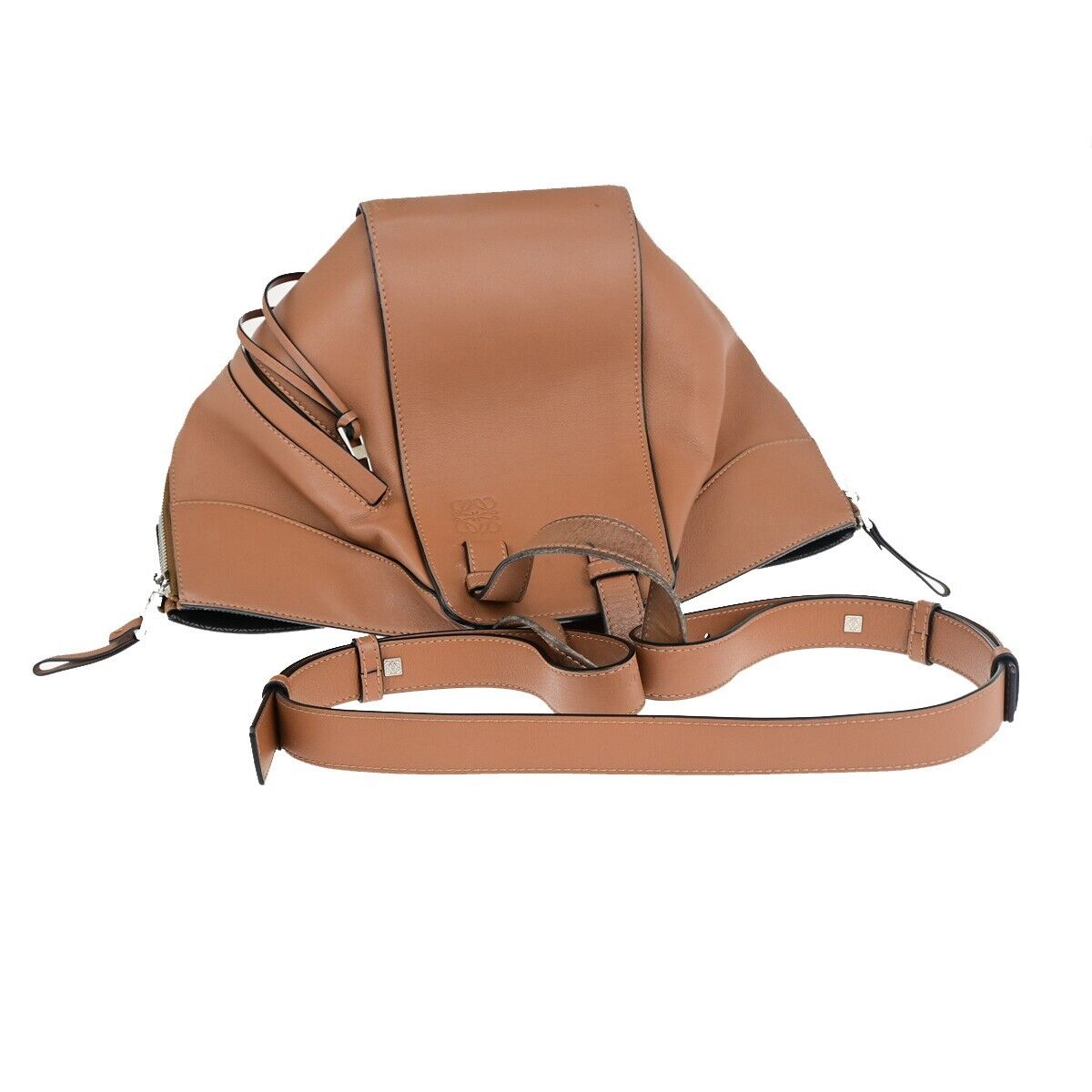 LOEWE Logo Hammock 2Way Shoulder Hand Bag Leather Brown SHW Spain 95EC945