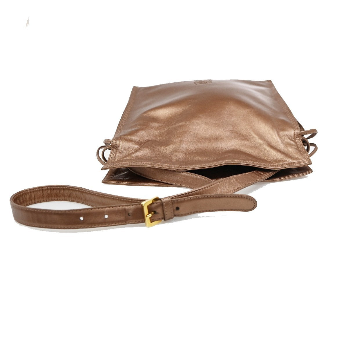 LOEWE Logo Anagram Crossbody Shoulder Bag Leather Bronze GHW Spain 86KD171