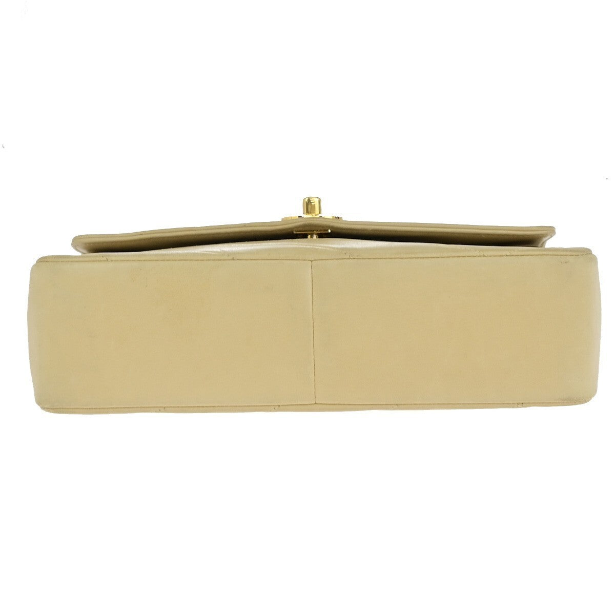 CHANEL CC Logo Bias Stitch Chain Shoulder Bag Leather Beige GHW France 617RK443