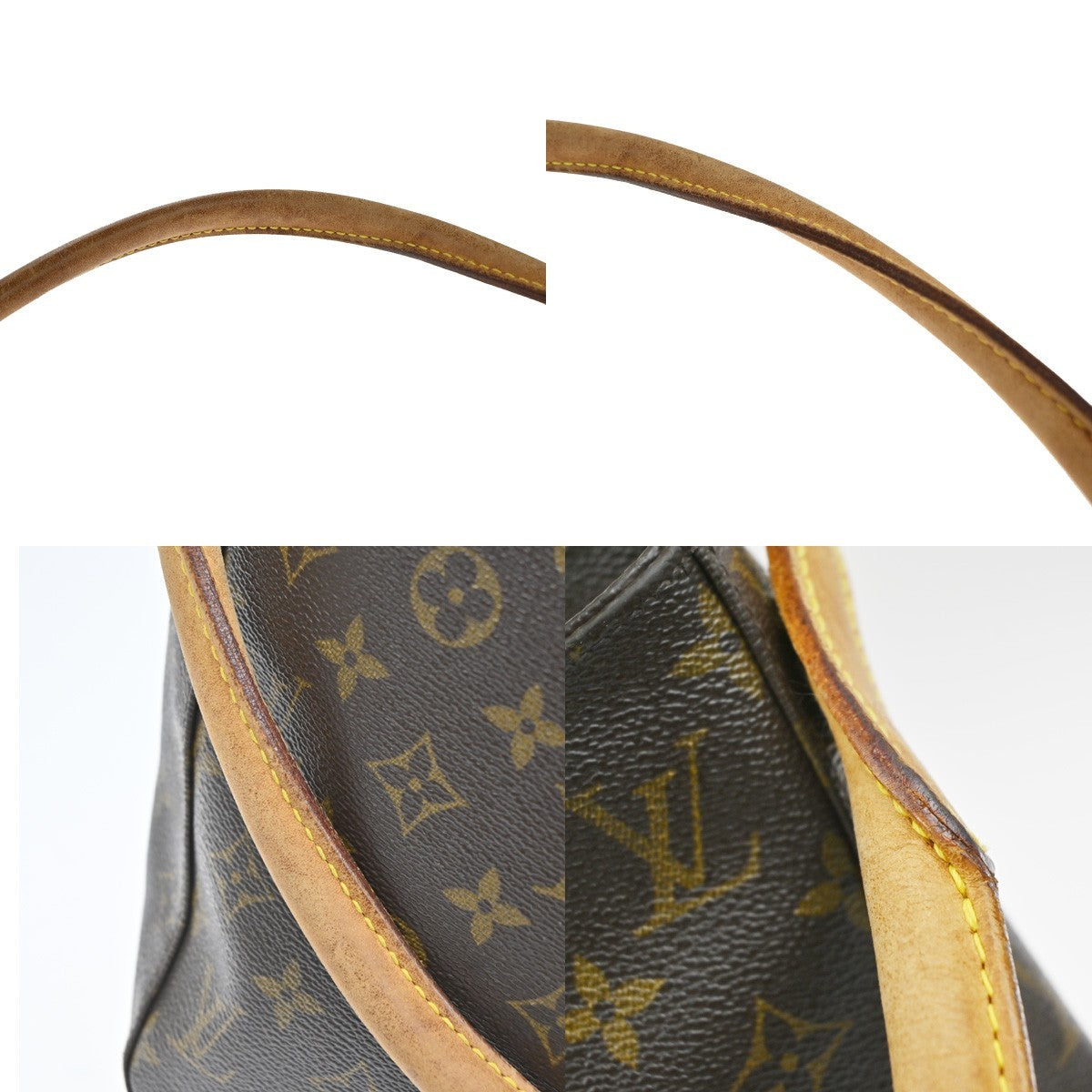 LOUIS VUITTON Logo Looping GM Shoulder Bag Monogram Leather Brown M51145 88YH944