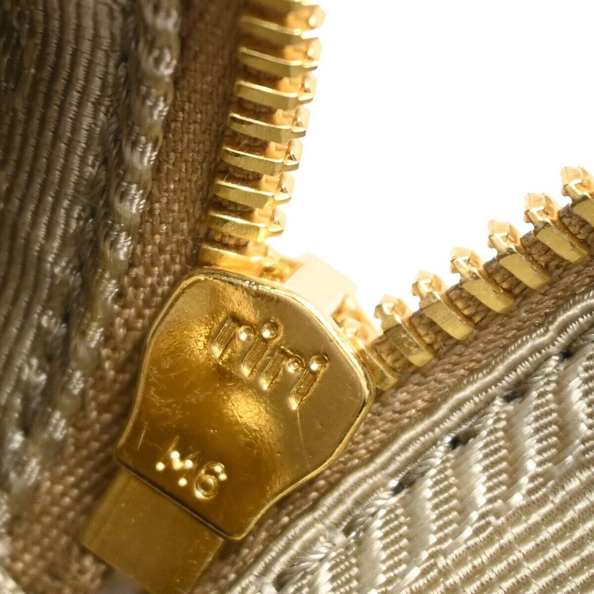 PRADA MILANO Logo Jacquard Shoulder Bag Canvas Leather Brown White Gold 50RJ741