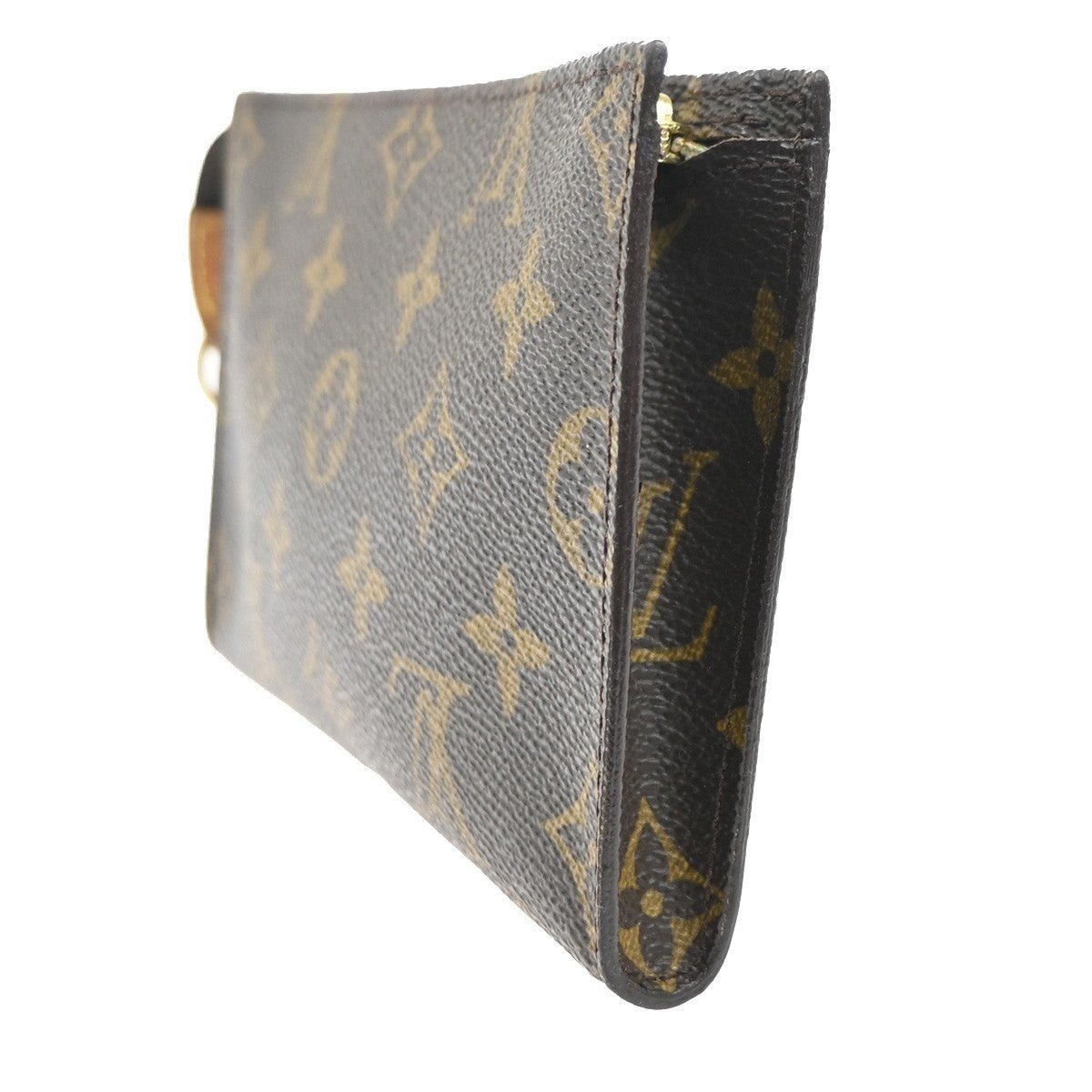 LOUIS VUITTON Logo BUCKET PM Pouch Bag Monogram Leather Brown France 05MA344