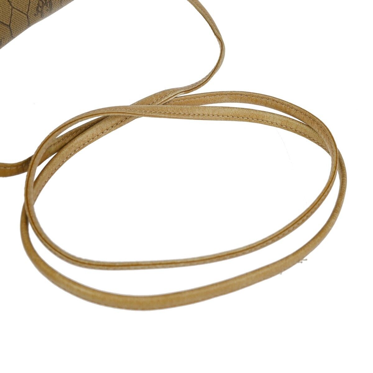 CHRISTIAN DIOR Logos Honeycomb Mini Shoulder Bag PVC Leather Brown Gold 67DA063