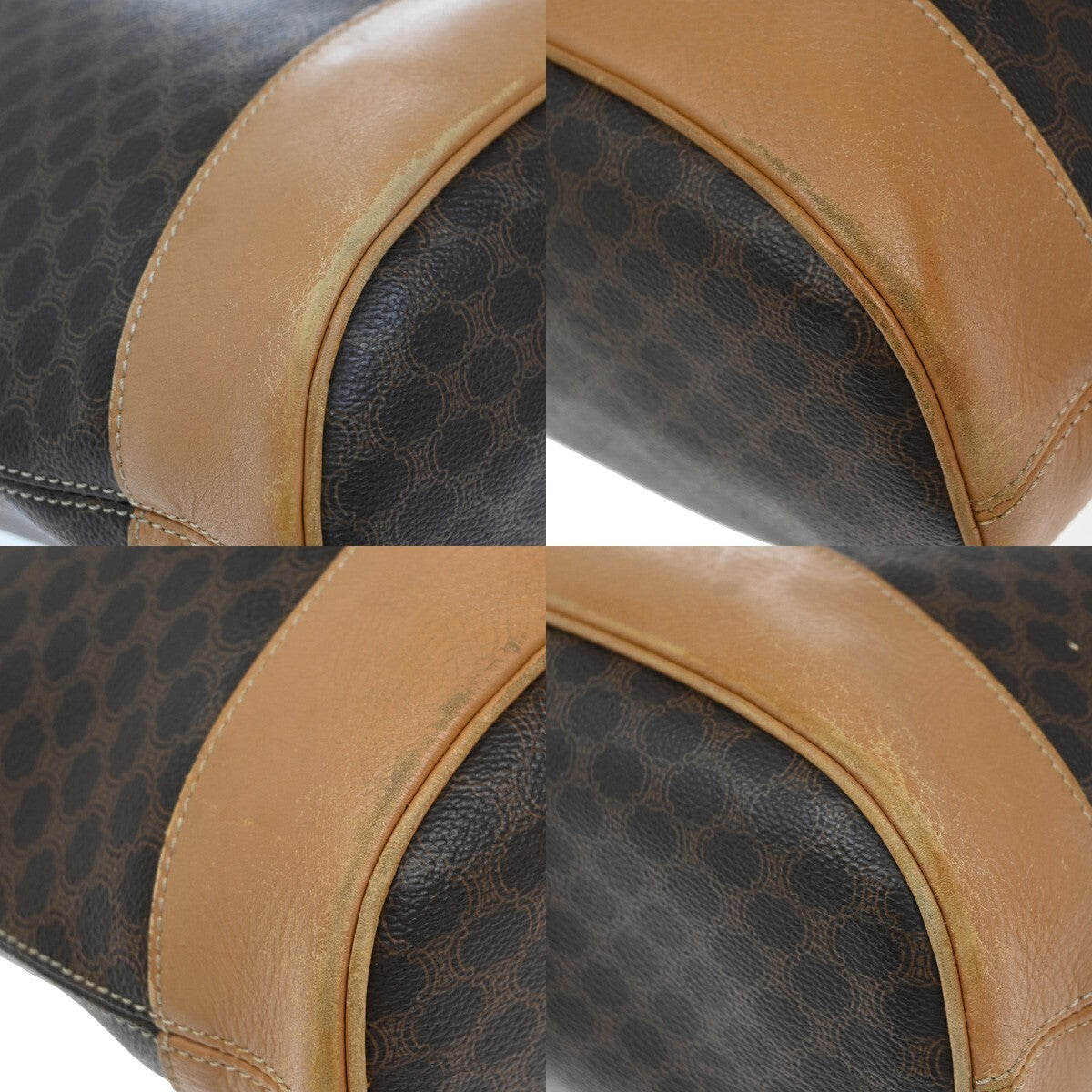 CELINE Logo Macadam Pattern Hand Bag PVC Leather Brown GHW Made in Italy 04EE149