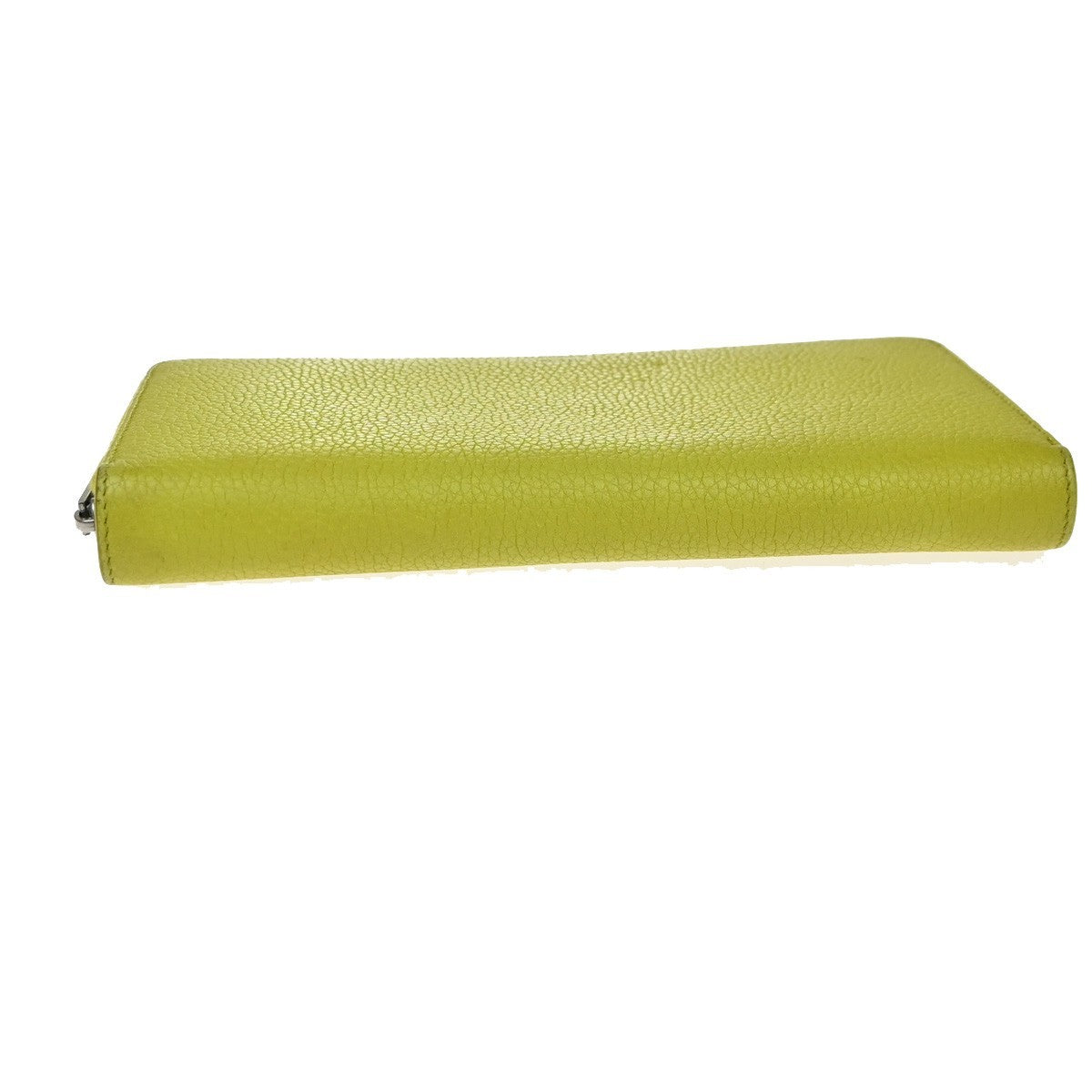 CELINE Logo Zip Around Long Wallet Purse Leather Yellow SHW Italy 66YH956