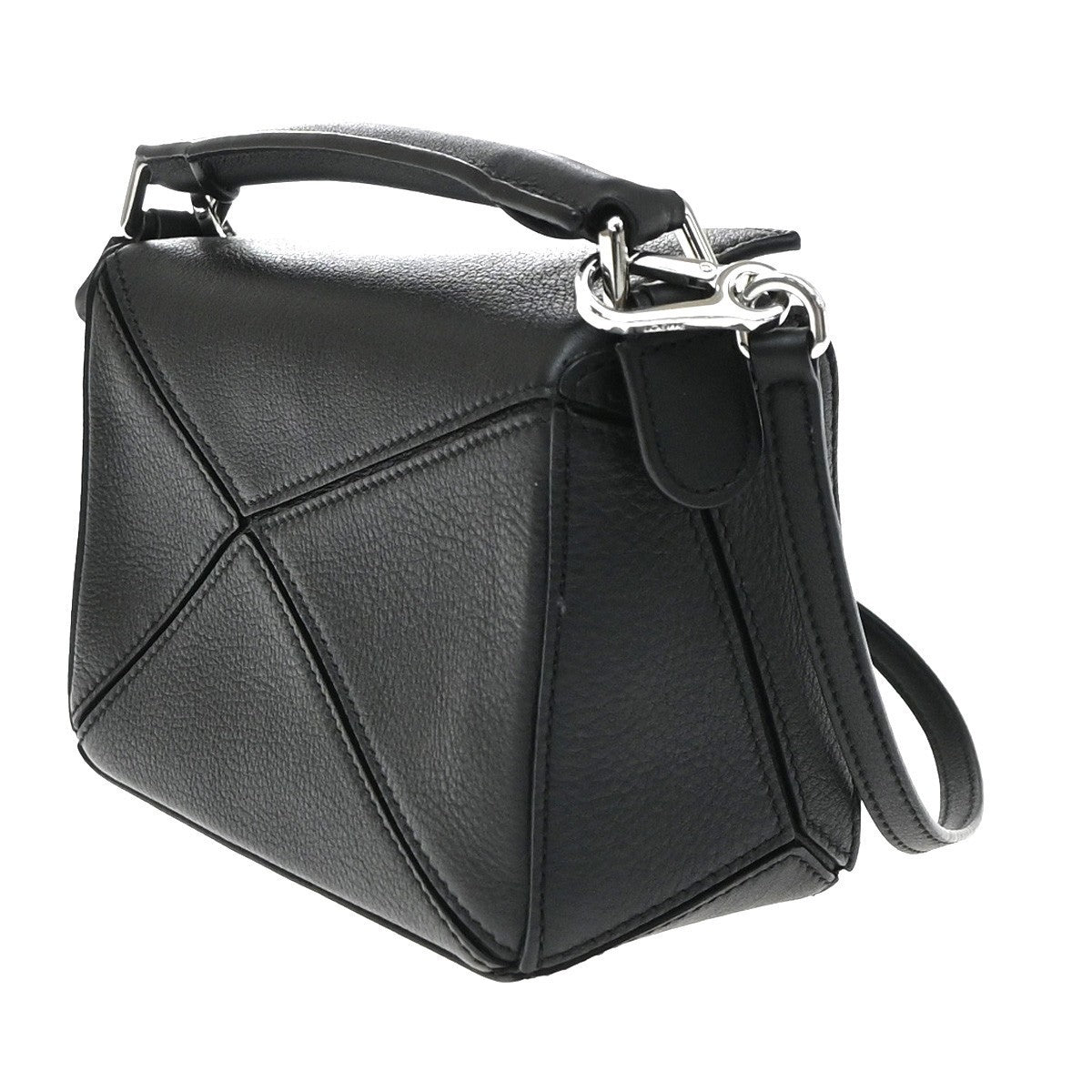 LOEWE Logo Puzzle Mini 2Way Shoulder Bag Leather Black SHW Spain 339RQ095