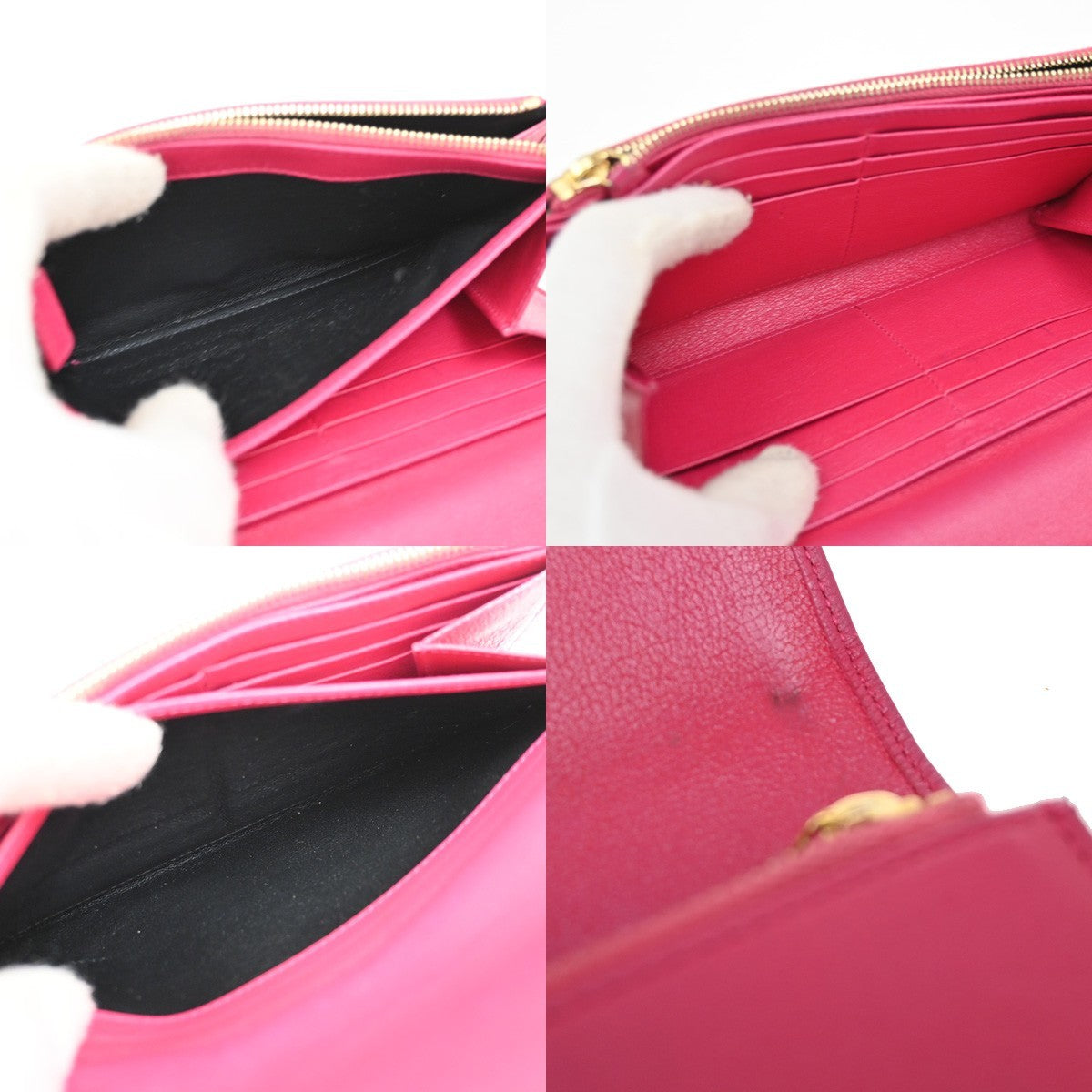YVES SAINT LAURENT YSL Logo Belle De Jour Long Wallet Leather Pink GHW 66KB977