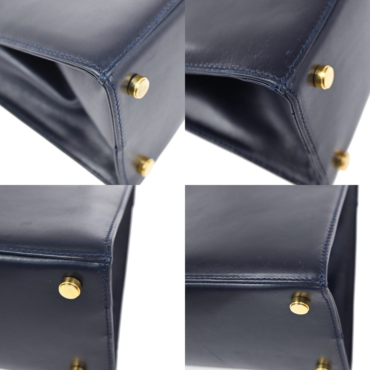SALVATORE FERRAGAMO Vara 2Way Shoulder Hand Bag Canvas Leather Navy Blue 80YH965