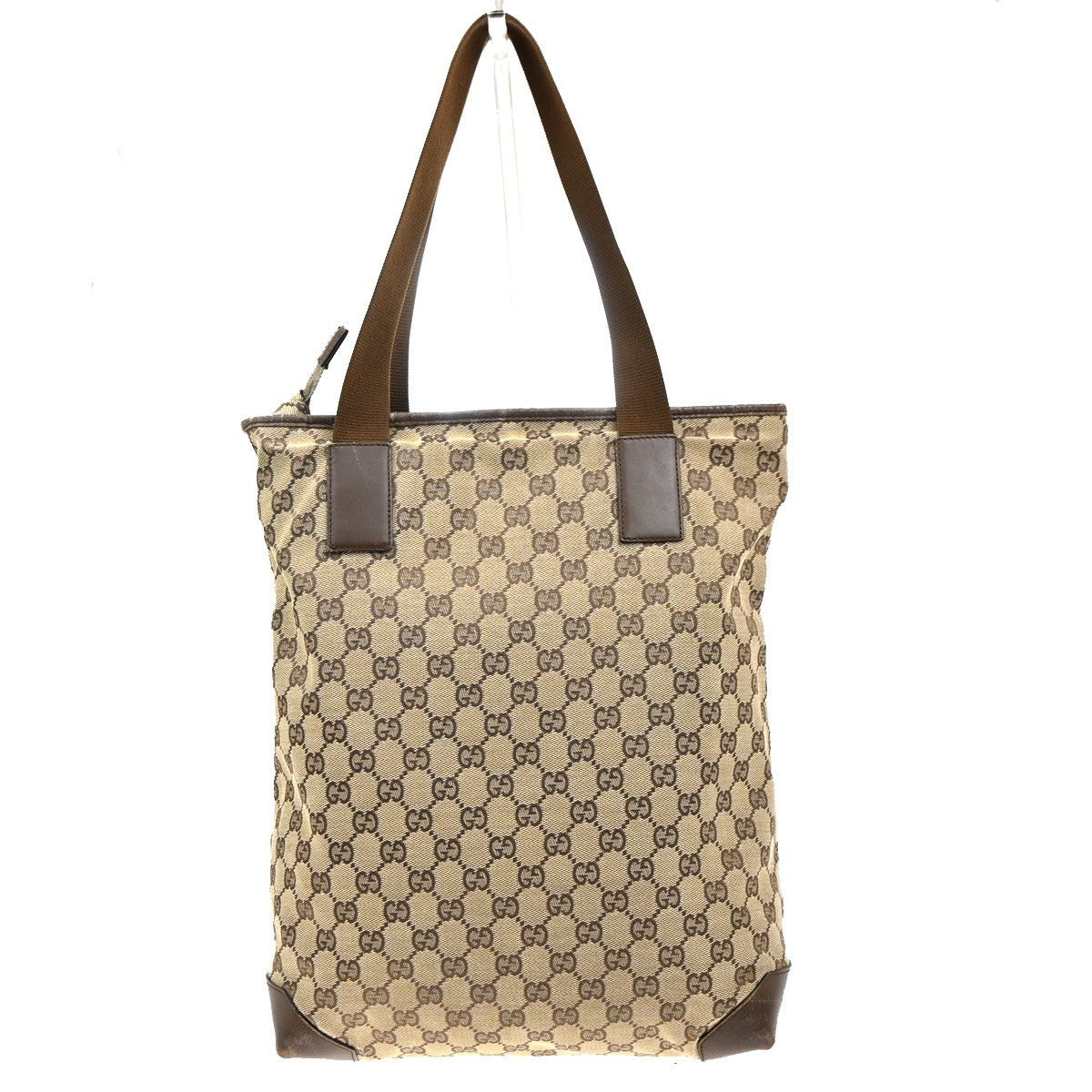 GUCCI Logo GG Pattern ShoulderTote Bag Canvas Leather Beige Italy 62MA132