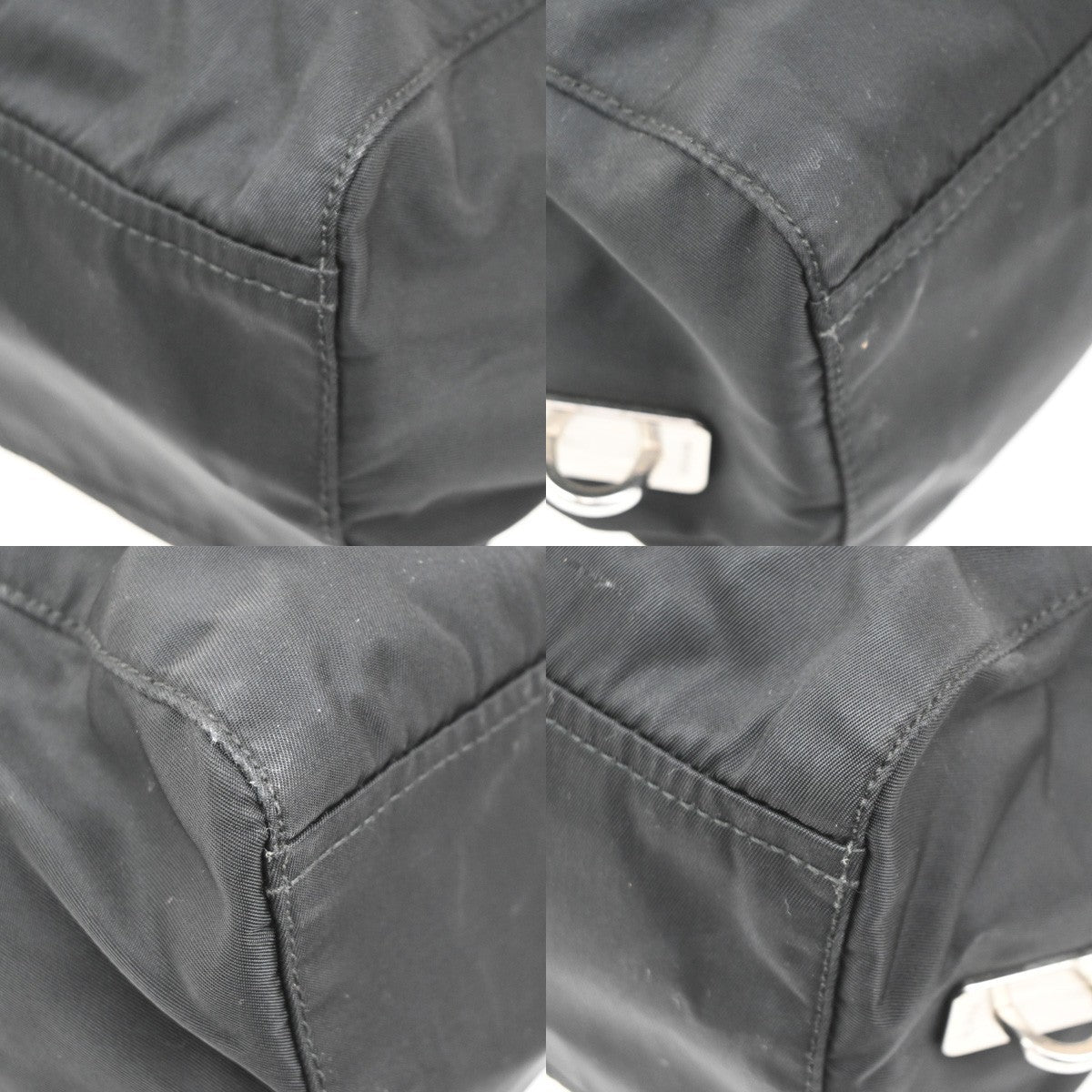 PRADA MILANO Logo Tessuto Hand Bag Nylon Leather Black SHW Italy 33CA503
