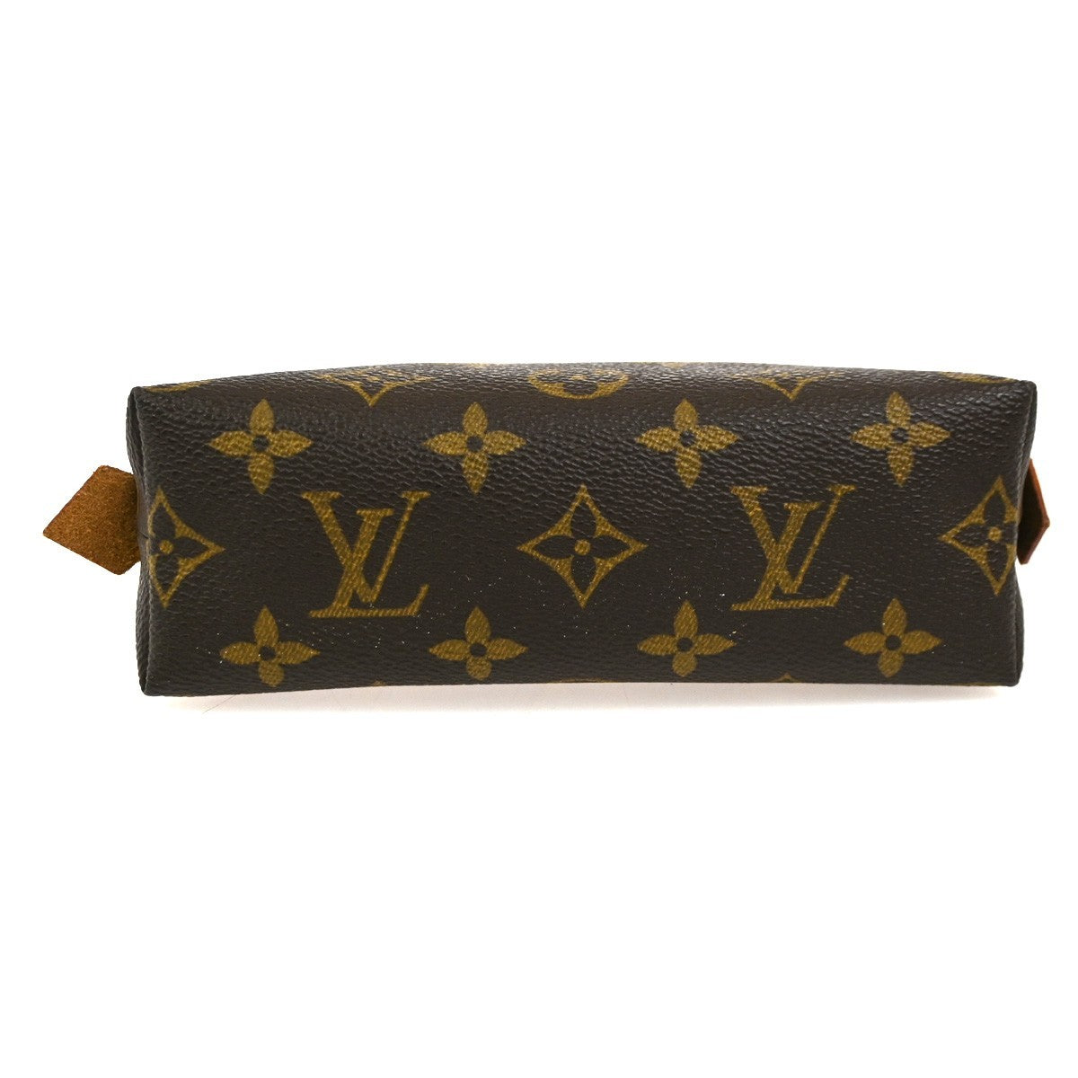 LOUIS VUITTON Logo Pochette Cosmetic Pouch Monogram Leather Brown M47515 04SA006