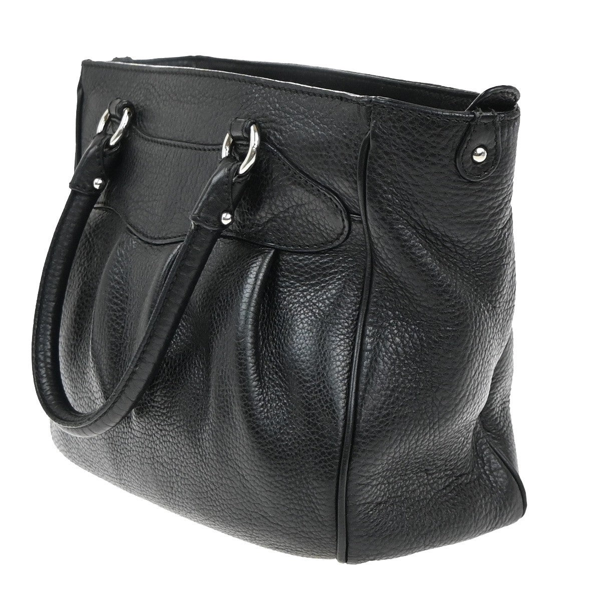 SALVATORE FERRAGAMO Logo Gancini Hand Bag Leather Black SHW Italy 36EG392