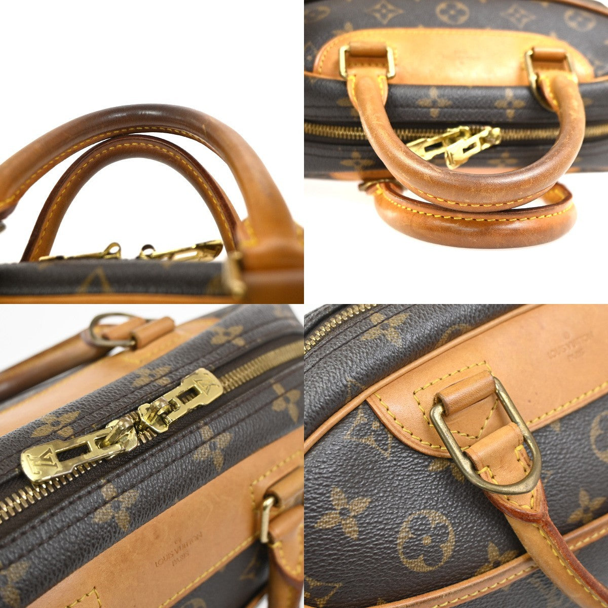 LOUIS VUITTON LV Logo Trouville Hand Bag Monogram Leather Brown M42228 85YH889