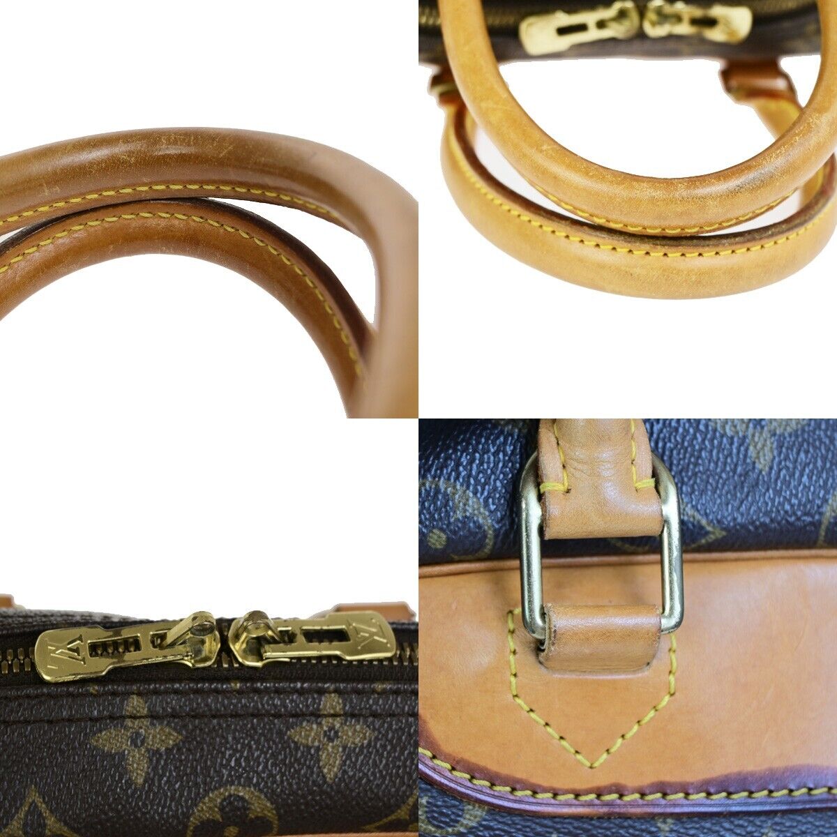 LOUIS VUITTON LV Logo Deauville Hand Bag Monogram Leather Brown M47270 37FB206