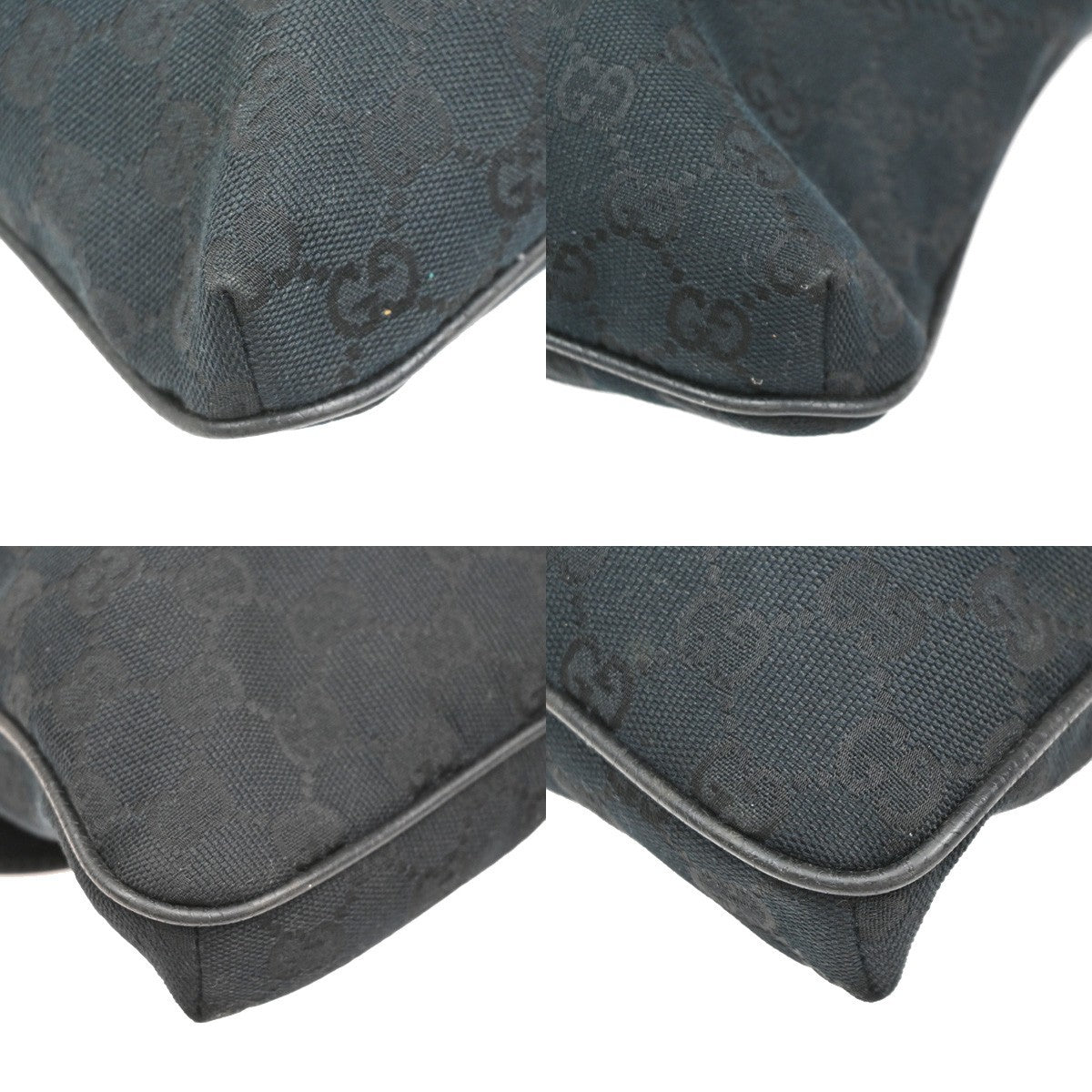 GUCCI Logo GG Pattern Shoulder Bag Canvas Leather Black SHW Italy 16YJ133