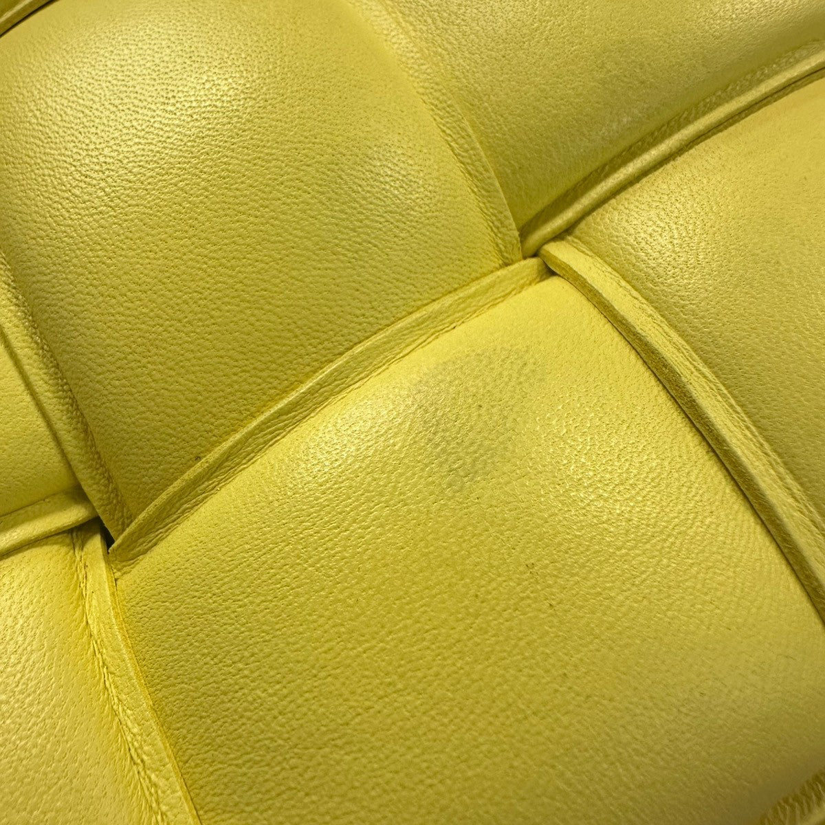 BOTTEGA VENETA Logo Padded Cassette Mini Shoulder Bag Leather Yellow 52RQ096