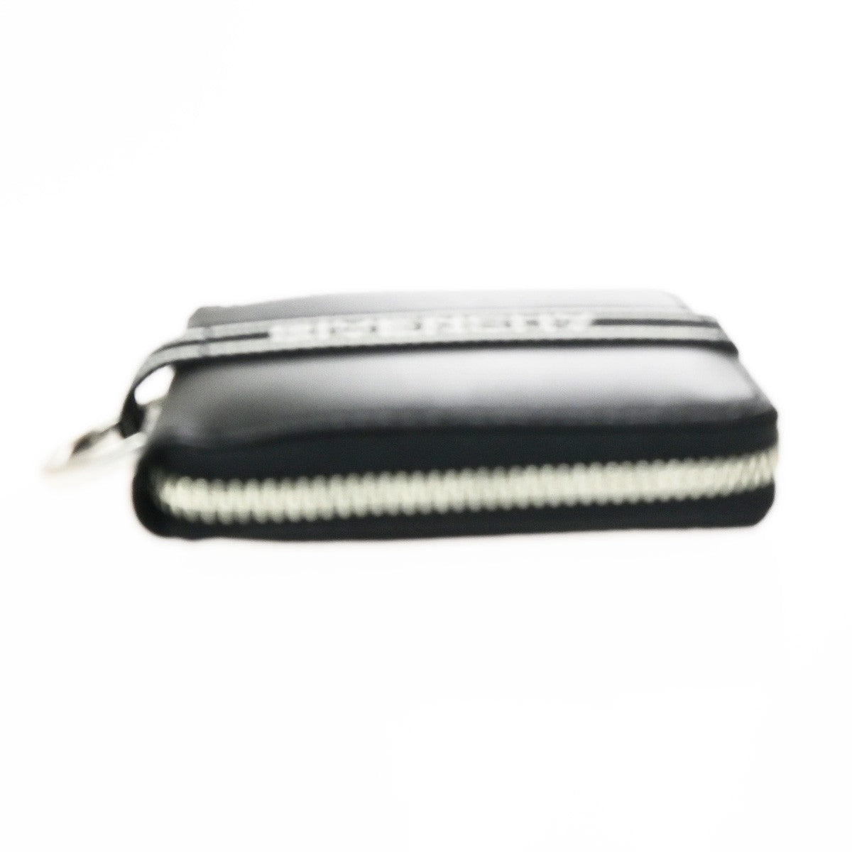 GIVENCHY Logo Zipper Compact Wallet Purse Leather Black SHW 04YJ252