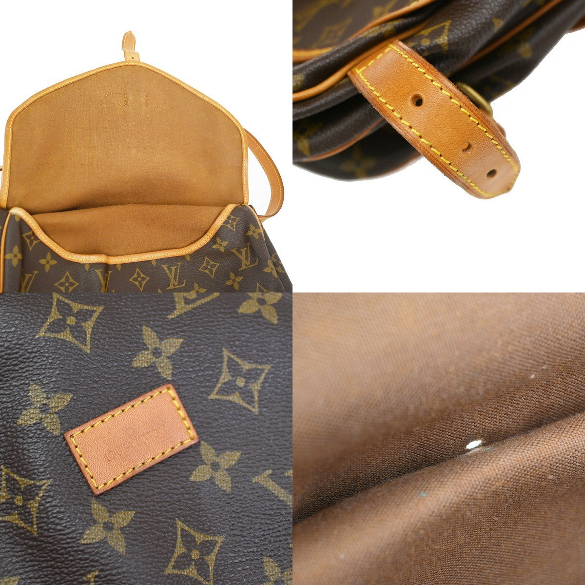 LOUIS VUITTON Logo Saumur 30 Shoulder Bag Monogram Leather Brown M42256 82YJ182