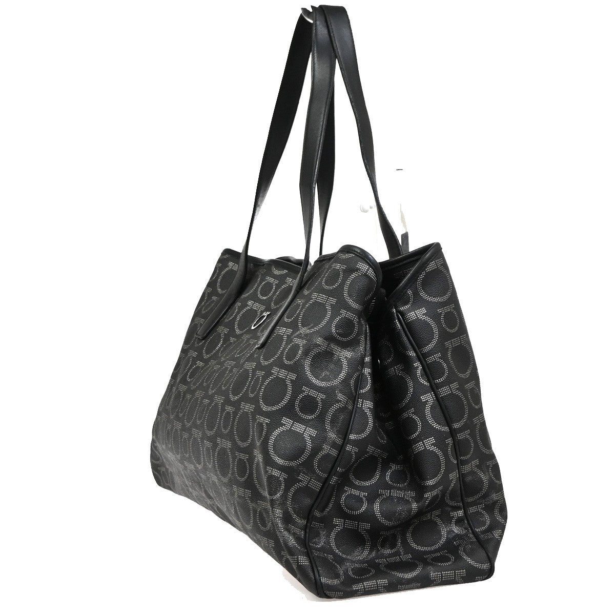 SALVATORE FERRAGAMO Gancini Hand Tote Bag Leather Black SHW Italy 67CA950