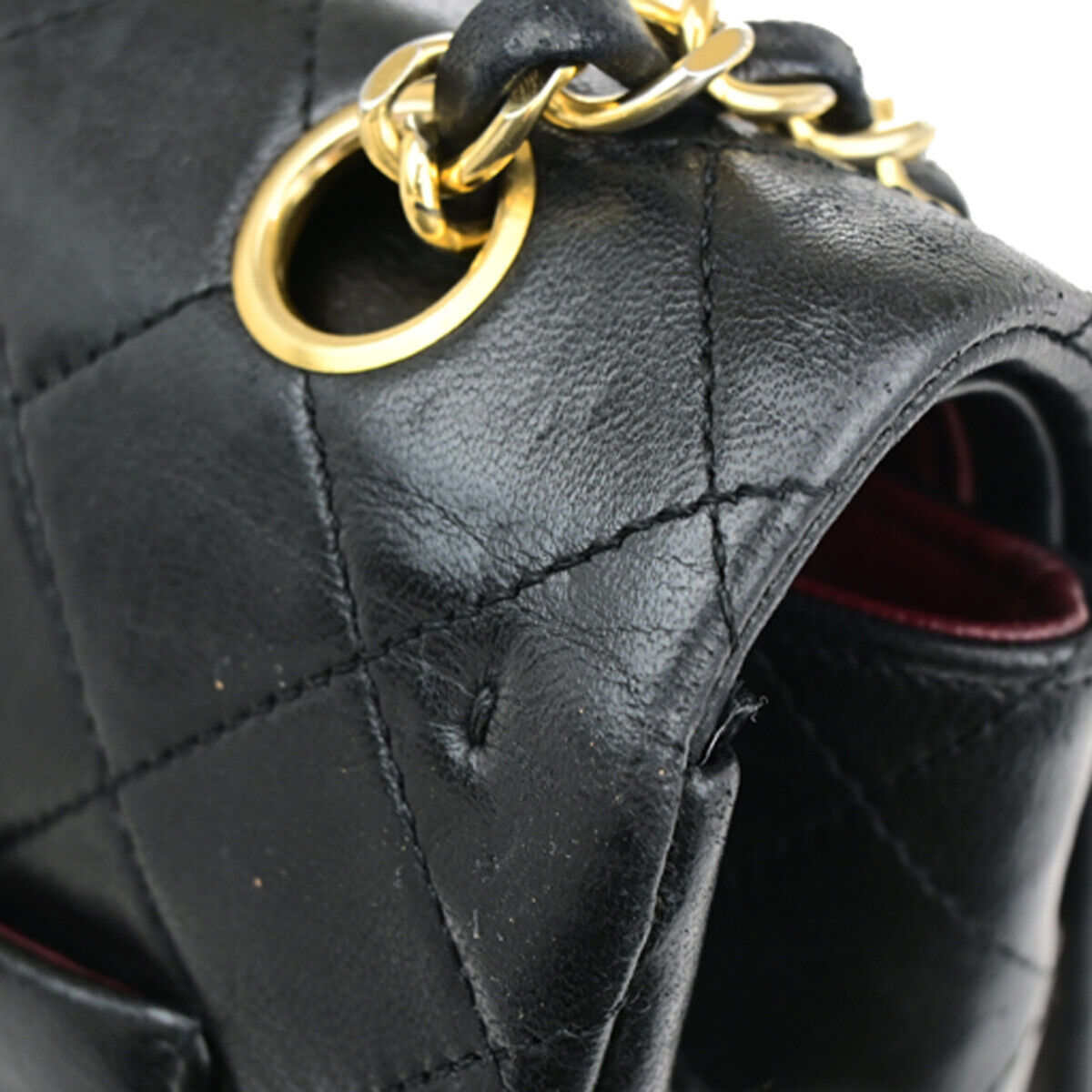 CHANEL CC Matelasse 25 Double Flap Chain Shoulder Bag Leather Black GD 318RJ940