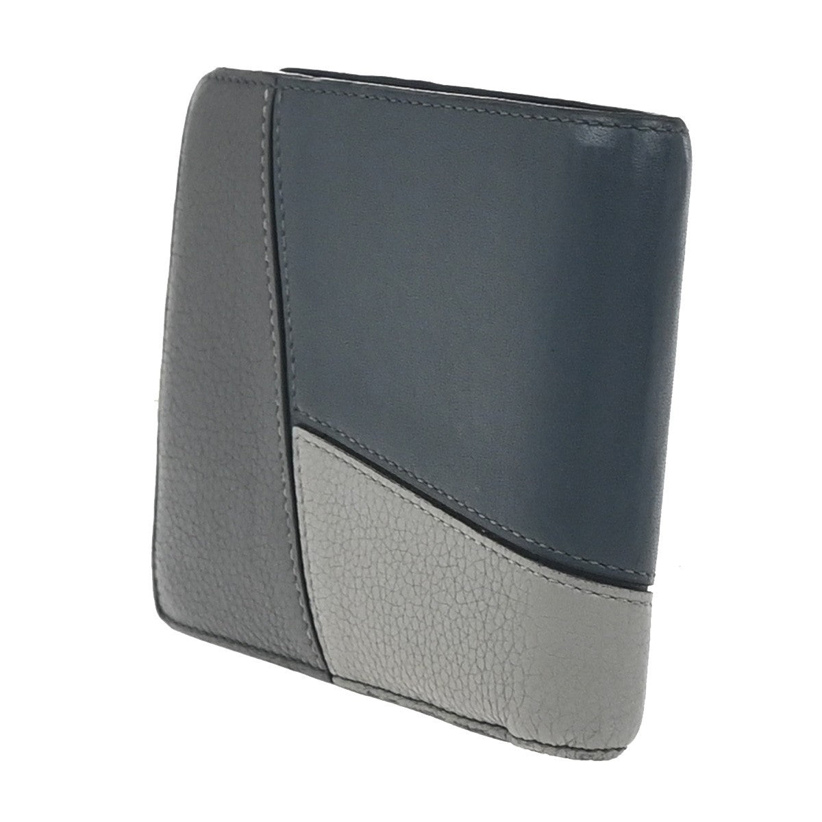 LOEWE Logo Puzzle Compact Bifold Wallet Purse Leather Tricolor Gray 01YH870