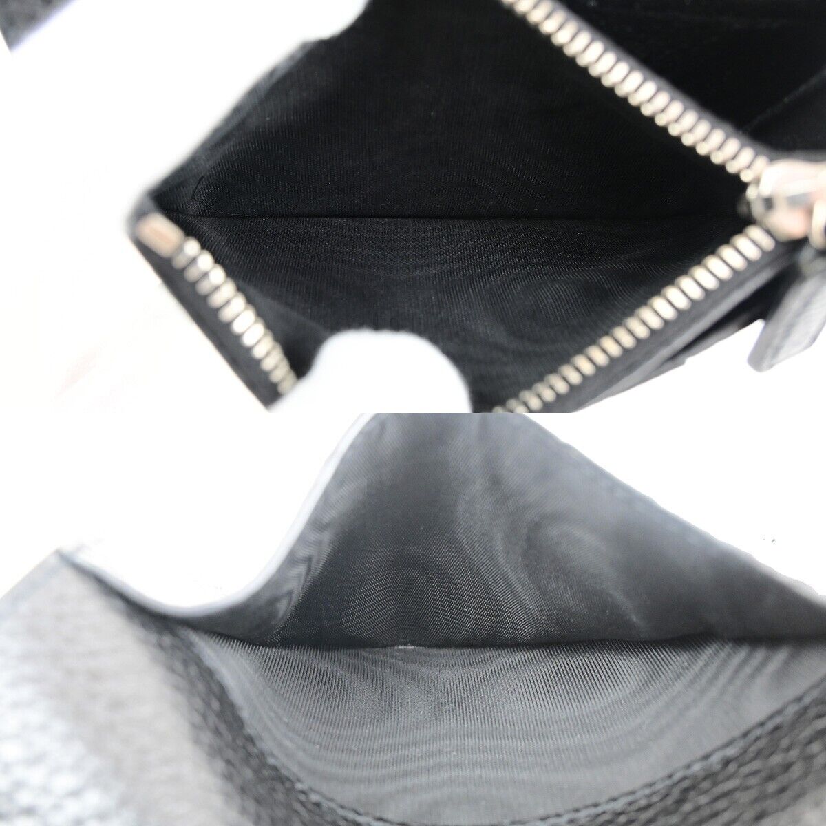YVES SAINT LAURENT YSL Logo Bifold Wallet Purse Leather Black silver 64RF169