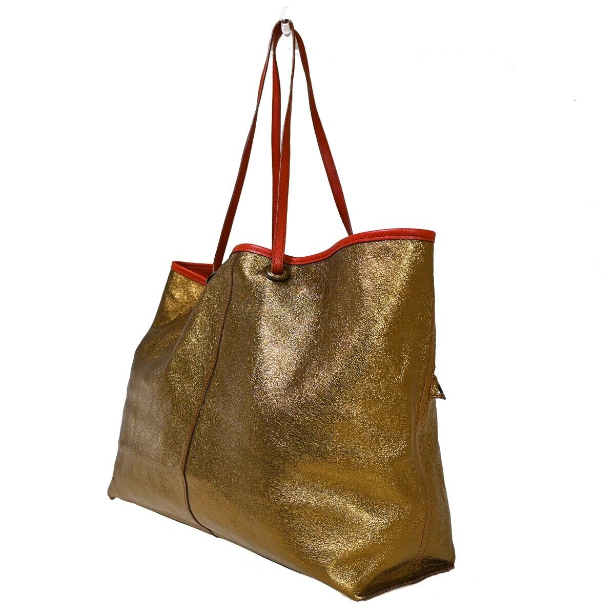 YVES SAINT LAURENT Neo Double Reversible Shoulder Bag Leather Red Gold 33EA097