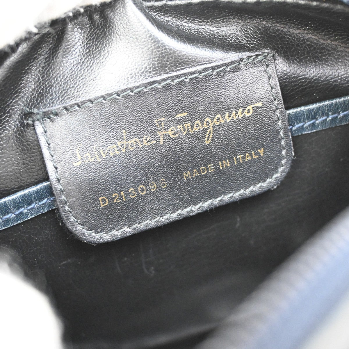SALVATORE FERRAGAMO Vara Crossbody Shoulder Bag Leather Black Italy 61FC125