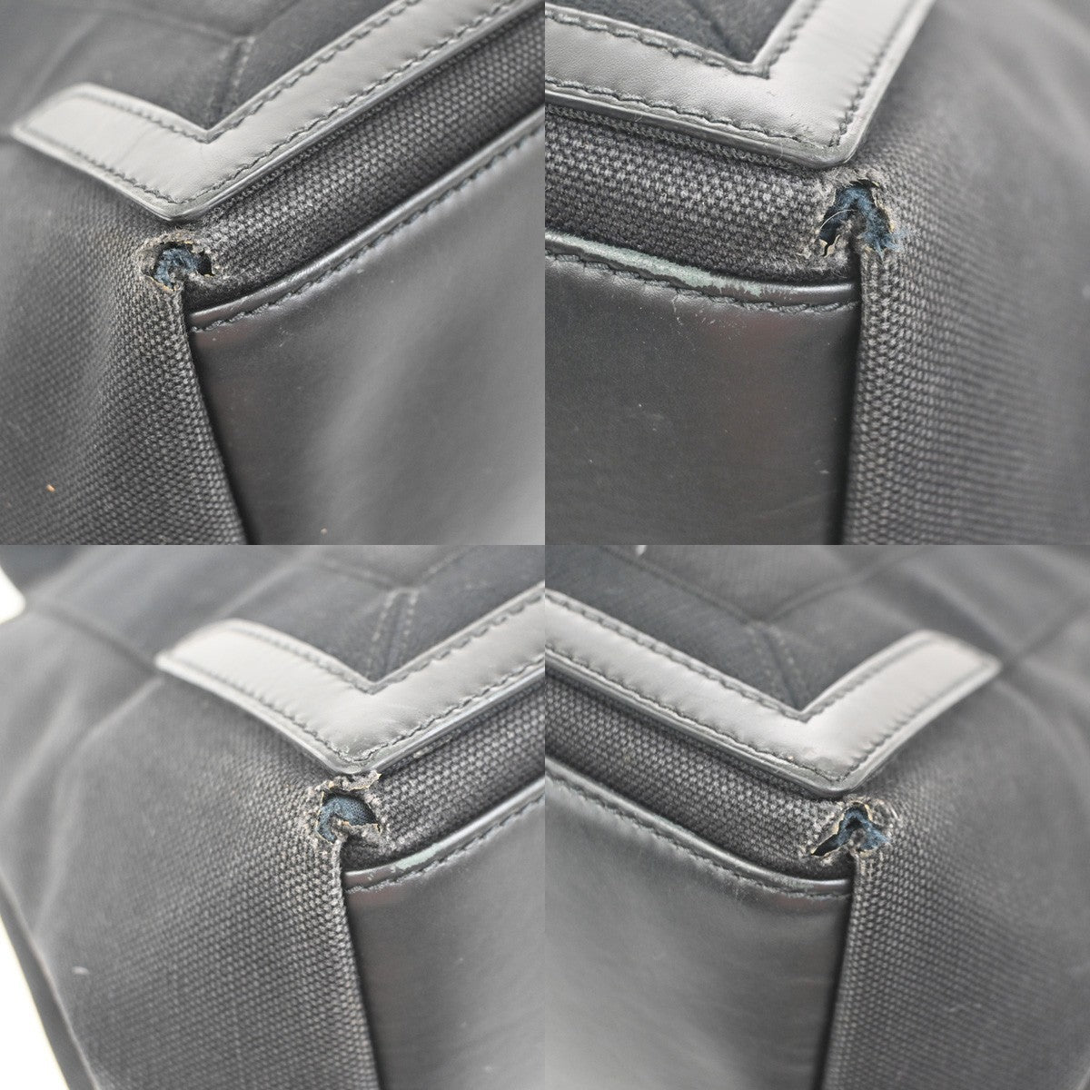 BALENCIAGA Navy Cabas S Hand Tote Bag Canvas Leather Black SHW Italy 65KC894