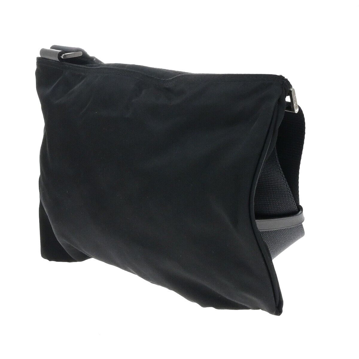 PRADA MILANO Logo Tessuto Crossbody Shoulder Bag Nylon Leather Black 30ED660
