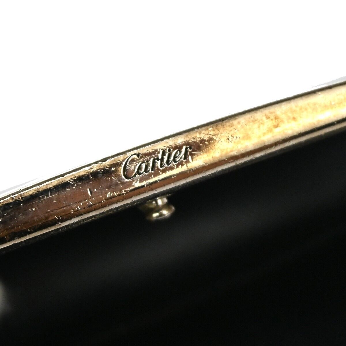 CARIER Love Collection Trifold Wallet Purse Leather Black Silver France 08GA267