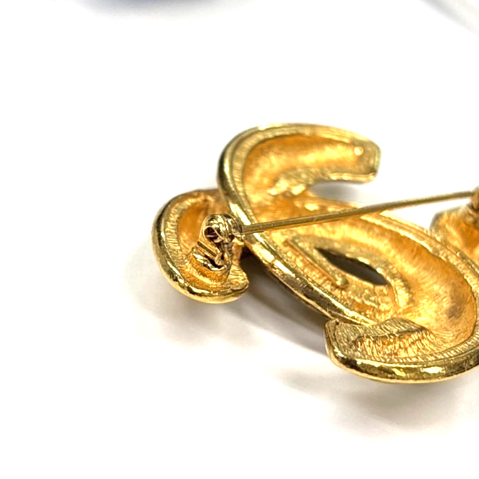 CHANEL CC Logo Matelasse Pin Brooch Gold GHW Accessory 84RL963