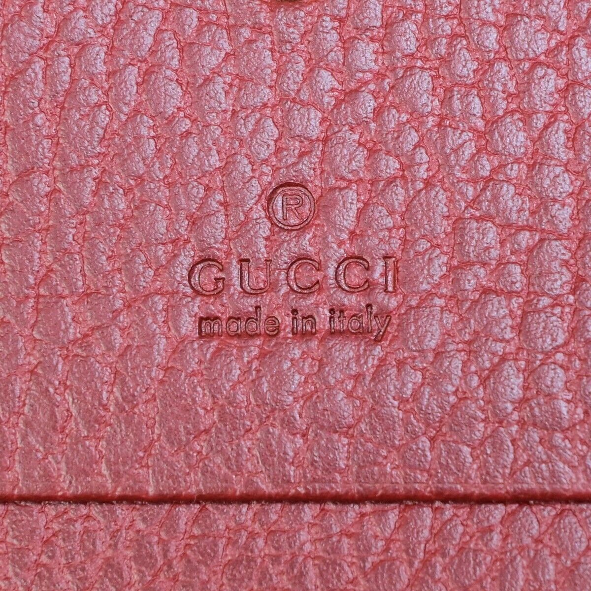 GUCCI Marmot GG Logos Bifold Wallet Purse Leather Red GHW Made In Italy 61HC101