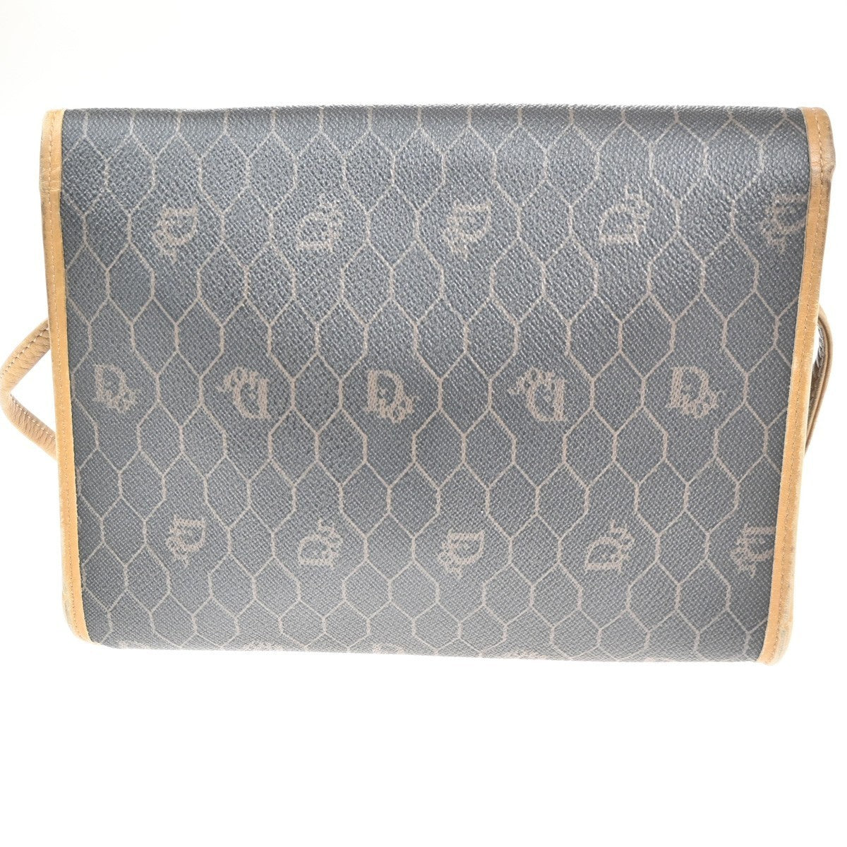 CHRISTIAN DIOR Logo Honeycomb Mini Shoulder Bag PVC Leather BLack GHW 61CA697