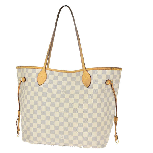 LOUIS VUITTON Neverfull MM Shoulder Tote Bag Damier Azur Leather N51107 16YG614