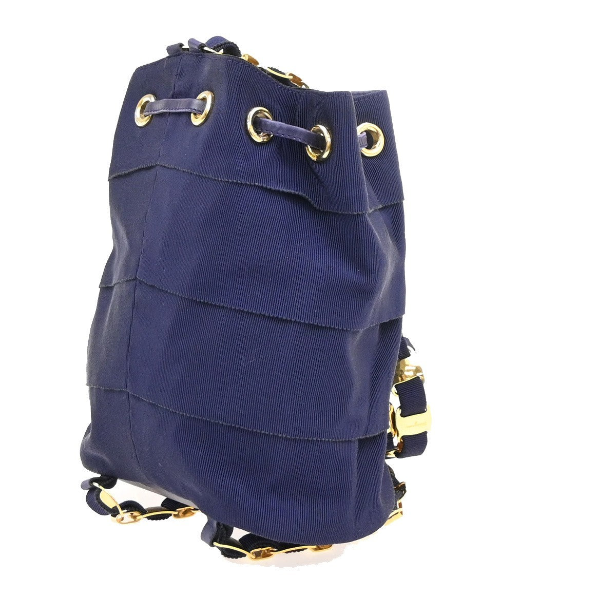SALVATORE FERRAGAMO Vara Chain Shoulder Bag Canvas Leather Purple GHW 63KC612