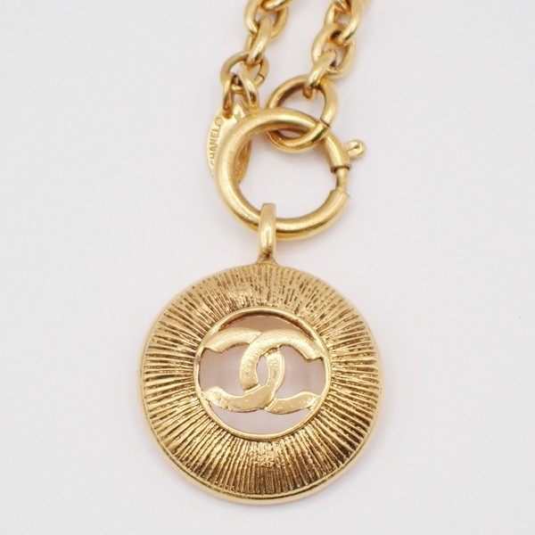 CHANEL CC Logos Chain Long Necklace Pendant Gold France Accessory 70RL693