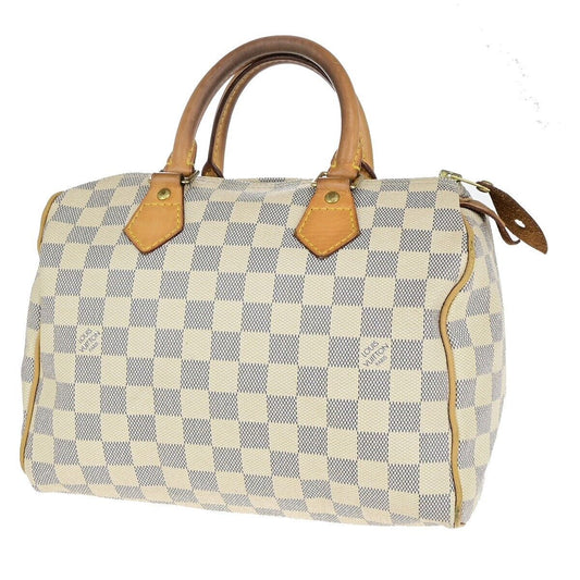 LOUIS VUITTON Speedy 25 Hand Bag Damier Azur Leather White U.S.A. N41534 13ED028