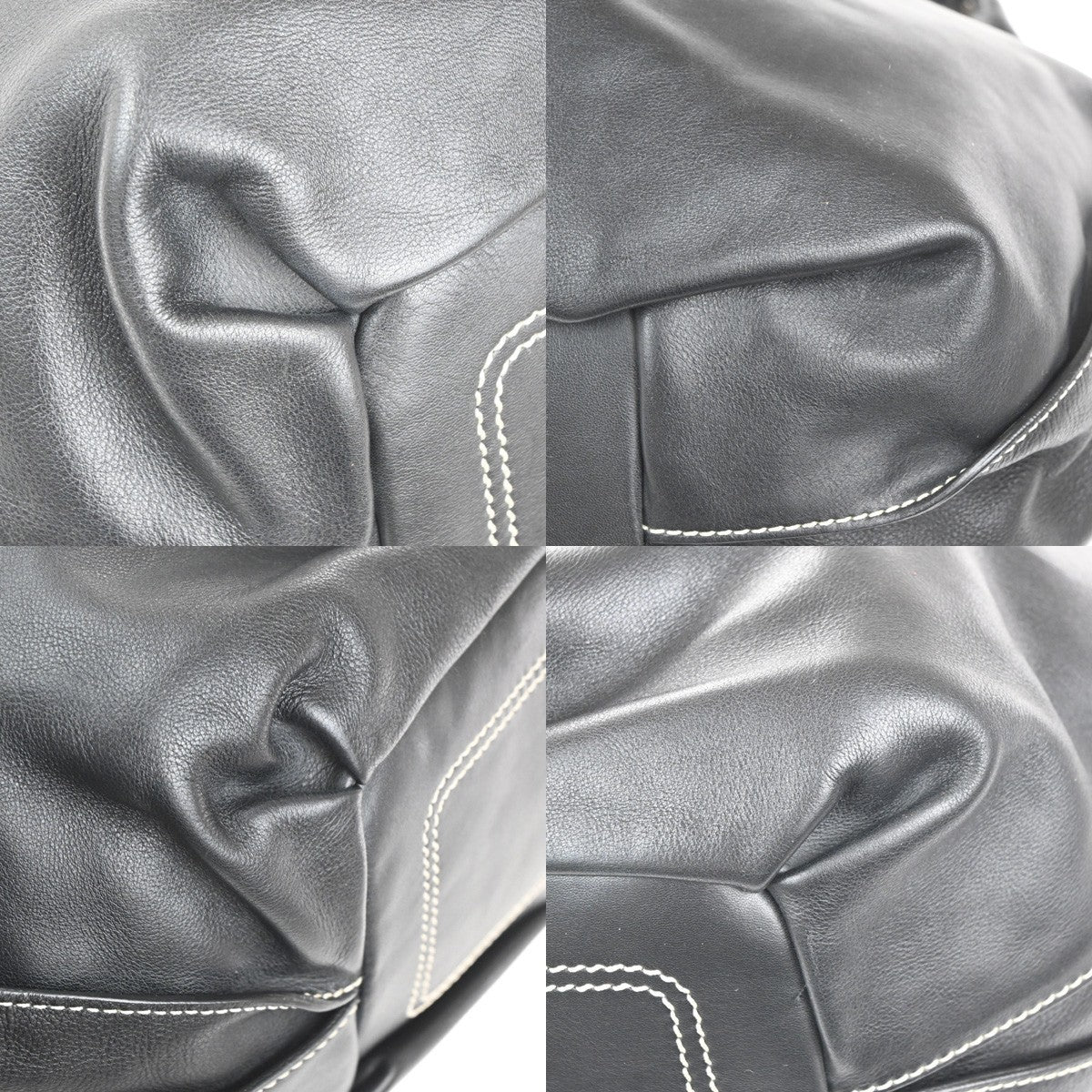 CELINE Logo Bittersweet Shoulder Hobo Hand Bag Leather Black SHW Italy 76MA411