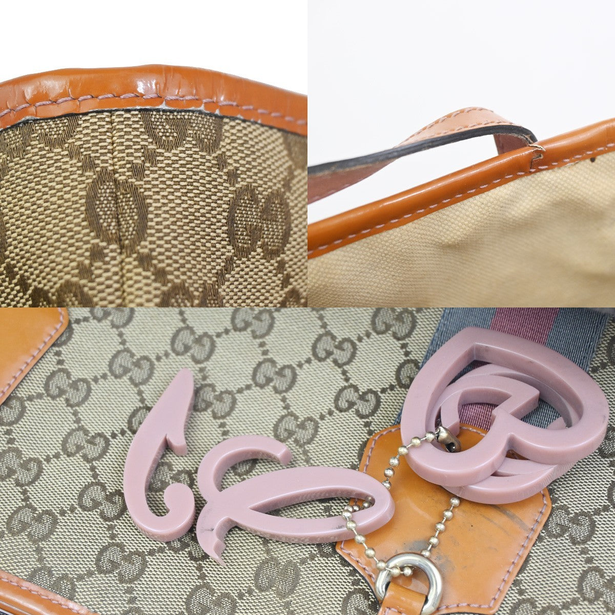 GUCCI GG Jolie Charms Shoulder Tote Bag Canvas Patent Leather BN Italy 04ZA323