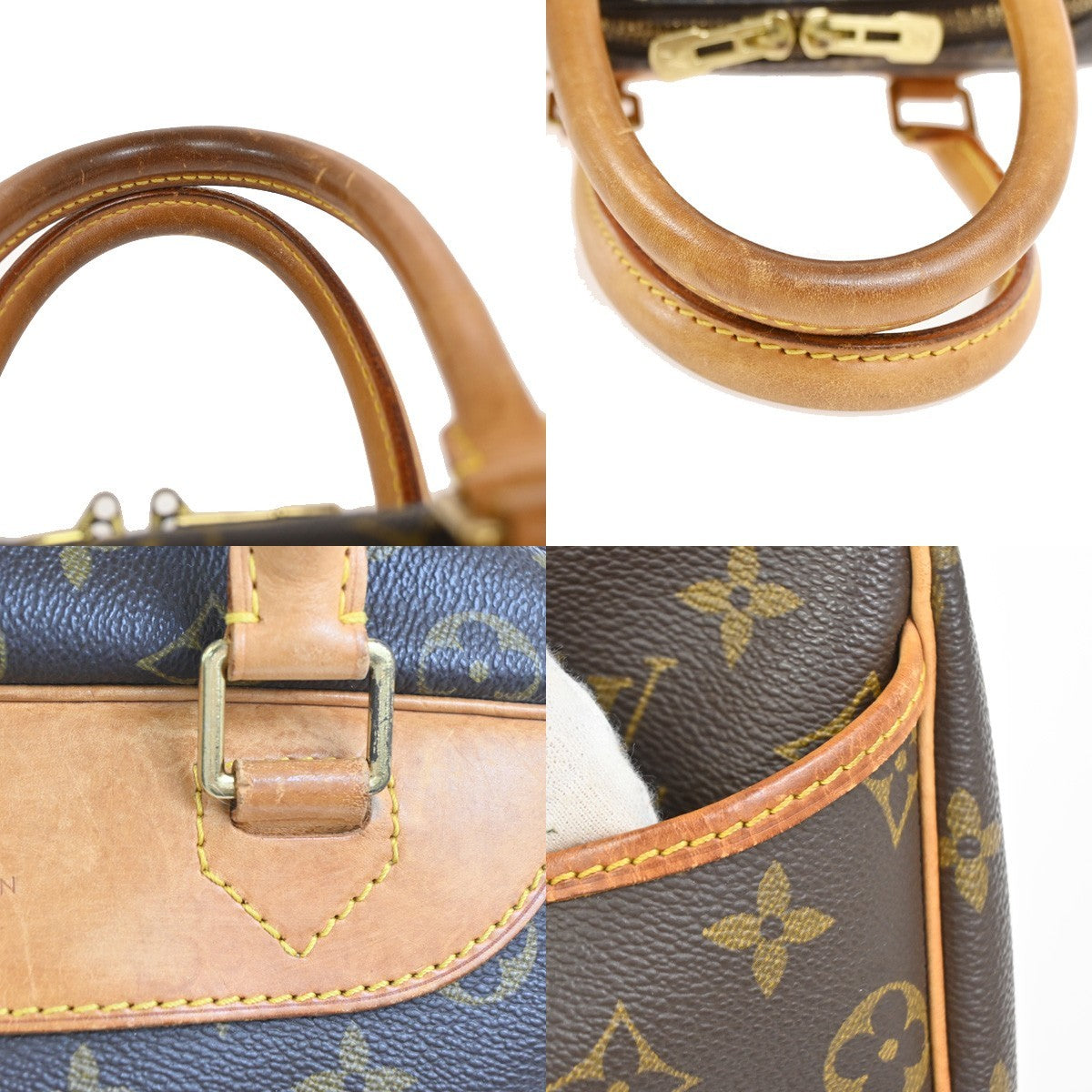 LOUIS VUITTON LV Logo Deauville Hand Bag Monogram Leather Brown M47270 73TA645