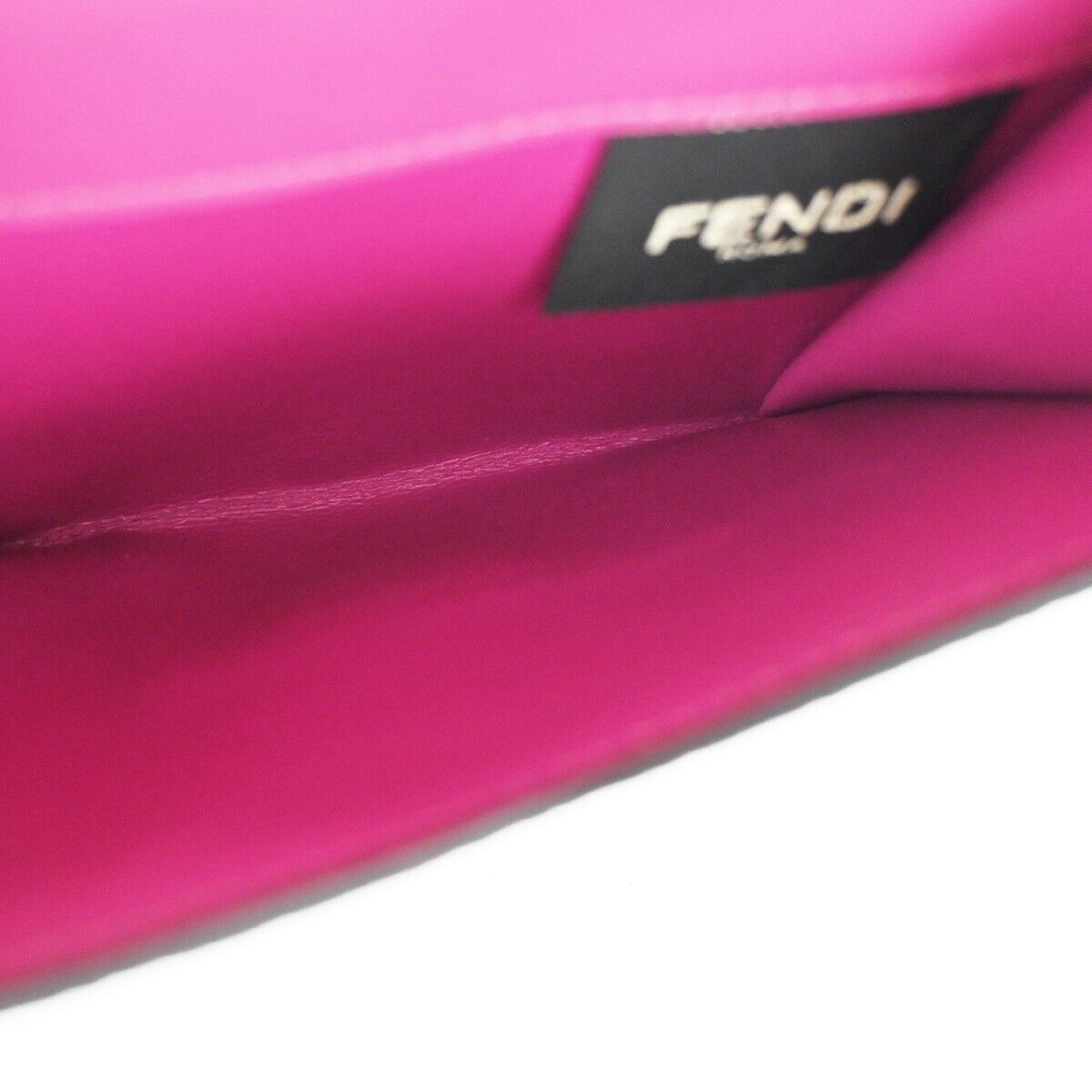 FENDI Logo Peekaboo Bifold Wallet Purse Leather Magenta SHW Italy 39RJ491